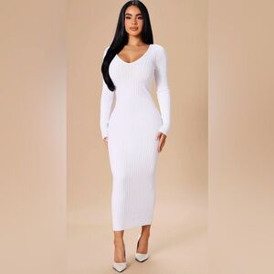 Fashion Nova Long Sleeve Dress: White
